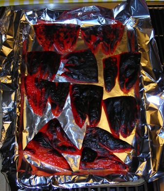 Blackened roasted bell peppers