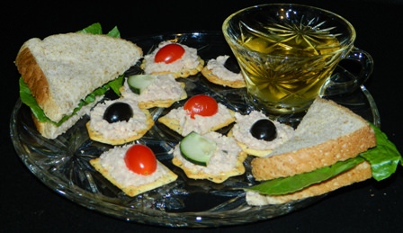 Ham Salad spread on Sandwiches and Crackers
