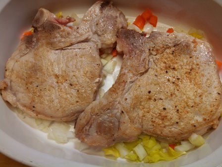 Browned Pork Chops and Vegetables